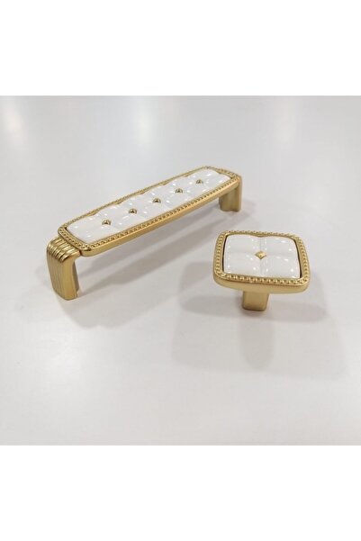 ARON Çebi 335096 Mp66 Kulp Altın Sarı Beyaz Mobilya Komidin Şifonyer Dolap Kapak Kulbu 96mm