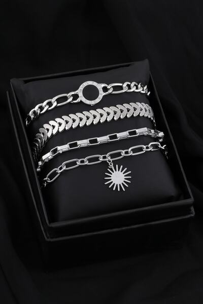 Sortie Aksesuar Roma Rakamlı Siyah Taş Ve Güneş Figürlü 4'lü Kombin Bileklik ...