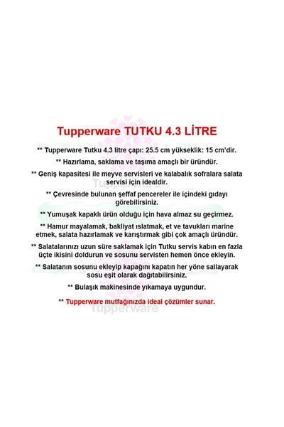 Tupperware Tutku Container 4.3 Lt Storage Service Container Esc