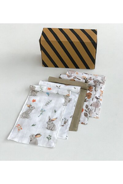 FG Store 100% Cotton Double Layer Muslin Fabric 5-Piece Baby Shoulder, Sweat Cloth 20x45 Cm