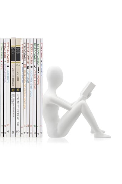 BCOVERART Tasarım Kitap Tutucu- Okuyan Adam Beyaz