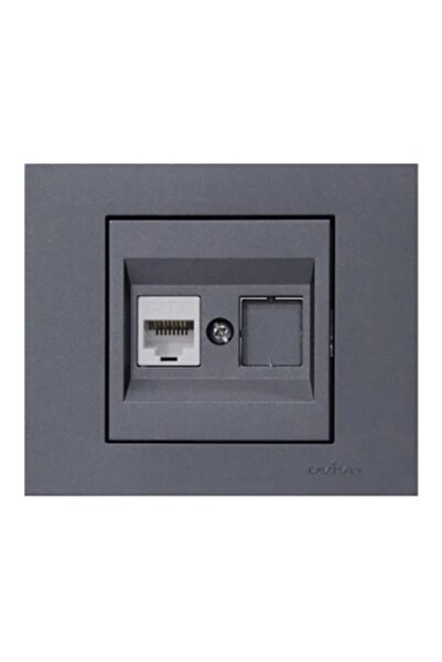 OVİVO Grano Füme Tekli Data Prizi 1*rj45 Cat6 (İNTERNET PRİZİ)