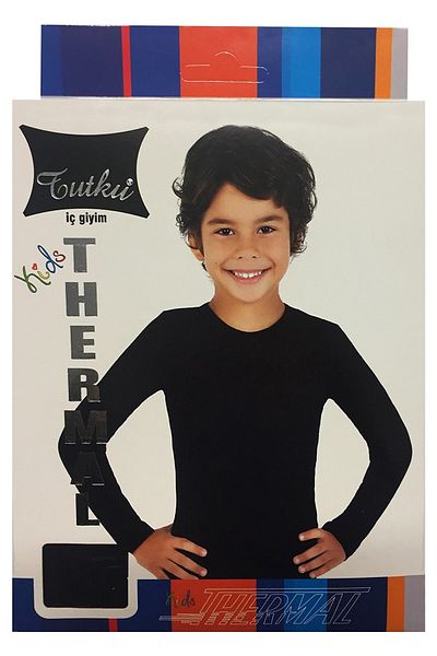 Tutku Tricou termic cu mânecă lungă pentru băiat - negru