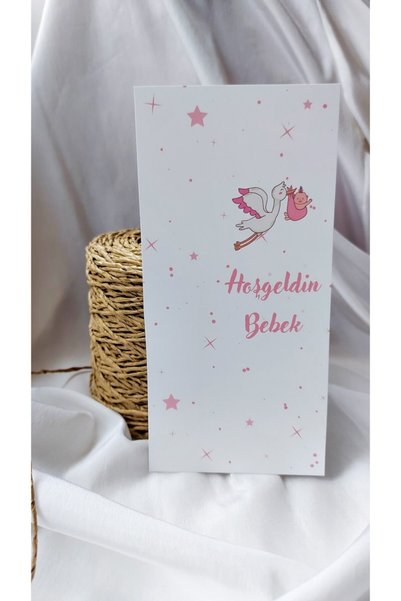 Çikoleyt Design Macrame Card - Welcome Baby (9,5x19cm) 50 Pieces