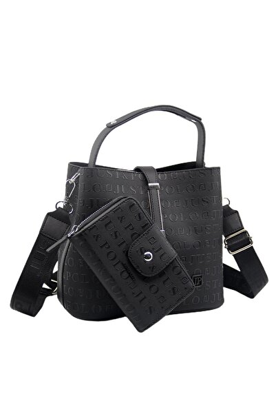 Just Polo Black Women's Wallet and Shoulder Bag - Lock Detailed Combination P...
