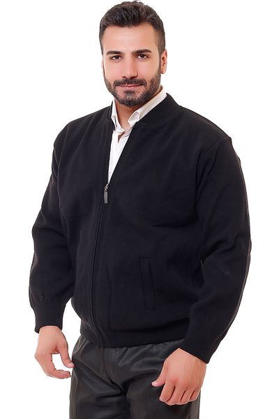 KARBEY TRİKO Men's Black Oversize Lined Knitwear Coat