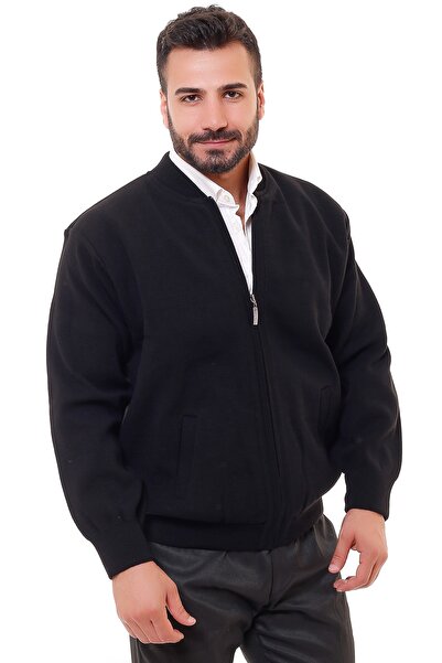 KARBEY TRİKO Men's Black Oversize Lined Knitwear Coat