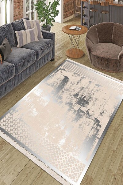 Modern home Metalik Detay Eskitme Dijital Baskı Salon Halısı Yıkanabilir Kaym...