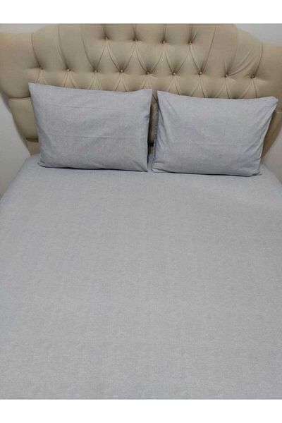 Mert Double Ranforce Silver Gray Fitted Sheet + 2 Pillowcases
