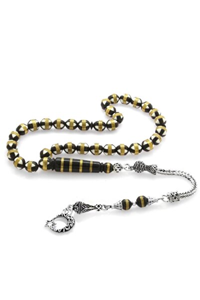 EbruHome White Enamel Filled Brass Spiral Globe Cut Kuka Rosary with Non-Tarn...