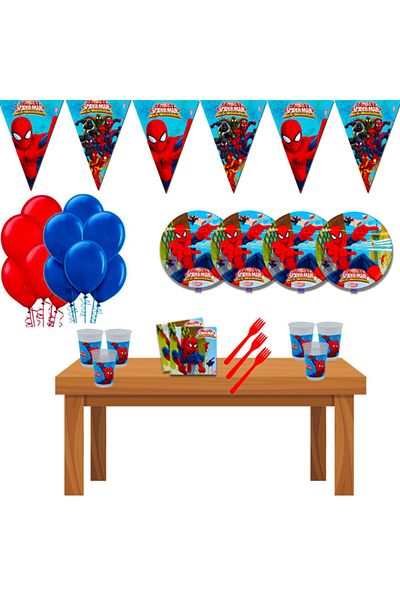 SPIDERMAN Spiderman Birthday Party Supplies Ornaments Set for 16 People