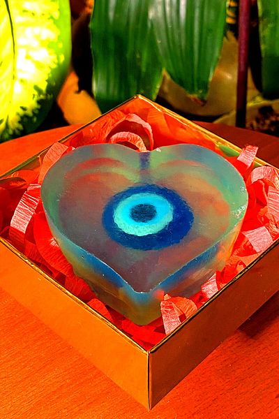 FANTASTİK SANAT ATÖLYESİ Decorative Gift Heart Figured Evil Eye Bead Model Decorative Hand Soap - 100% Natural