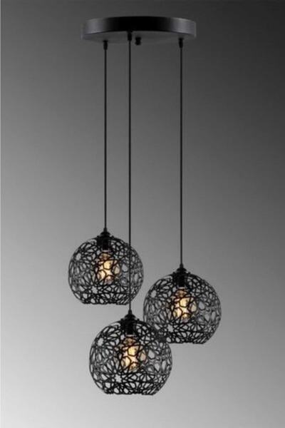 BSA LIGHTING Mia 3'lü Siyah Yuvarlak Sarkıt Avize