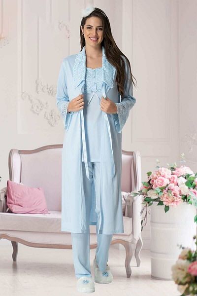 Bestin Set de pijamale de maternitate pentru femei, albastru turcoaz