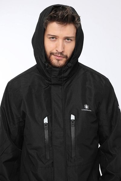 lumberjack Marco Coat Men's Black Short Waterproof Coat That Can Be Used in 3 Different Shapes.