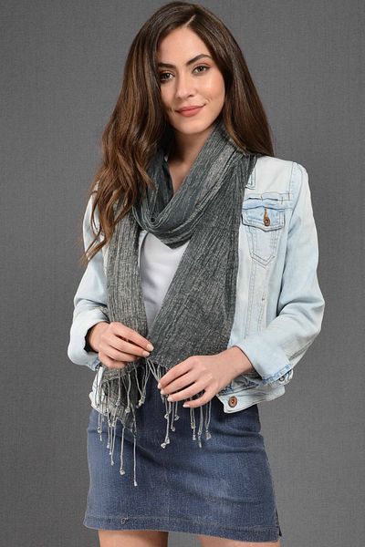 Dosimira Anthracite Grinding Cotton Large Shawl 45x190 Cm