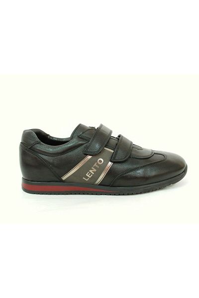 Lento Black Leather Velcro Children's Shoes