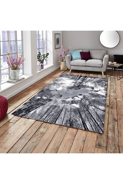 ALLGELSİN All-round Elastic Carpet Cover with Tree Detail Decorative Carpet Cover