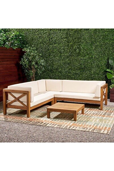 Genel Markalar Ahşap Balkon Bahçe Teras Köşe Koltuk Takımı