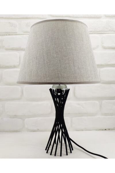 365GUNSERİSONU مصباح طاولة عاكس الضوء ذو الساق المعدنية السوداء الملتوي مع كر...