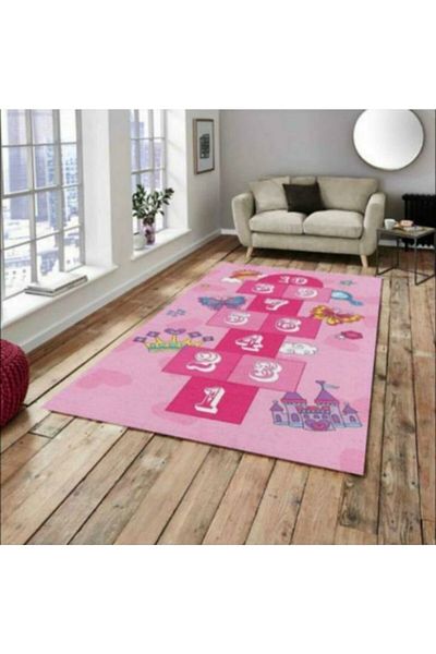 ALLGELSİN Hopscotch Patterned All-round Elastic Carpet Cover Decorative Carpet Cover
