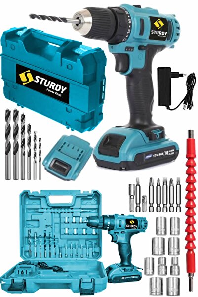 Sturdy Japon Technology 46v5ah Eco Seri Darbeli Metal Şanzuman Şarjlı Çift Ak...