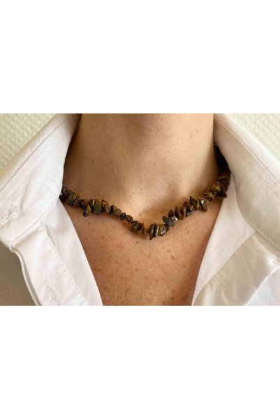 Mucize Taş Tiger Eye Broken Stone Natural Stone Necklace