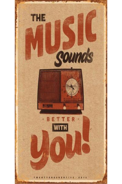 hediyeniburadabul The Music Sounds - Retro Wooden Poster – Special Collection...