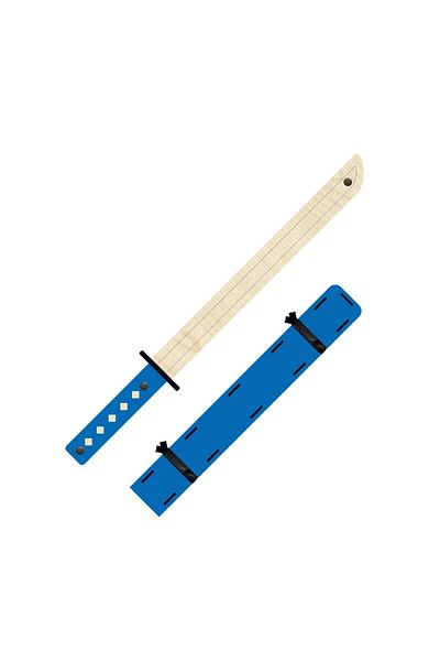 Ahtek Wooden Japanese Samurai-ninja Katana Sword, Blue