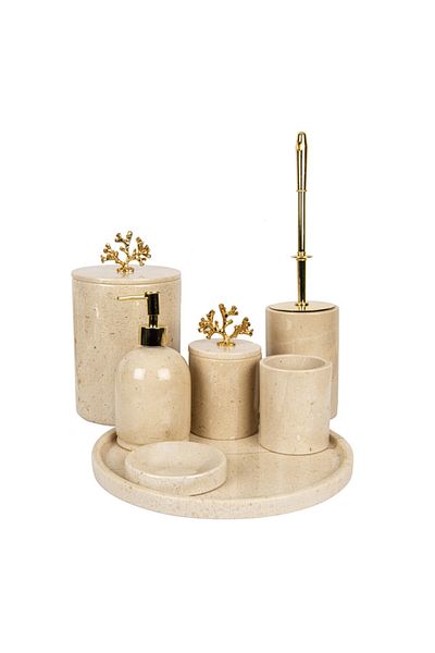 mar&more Rolin Gold Coral 7-Piece Bathroom Set Beige