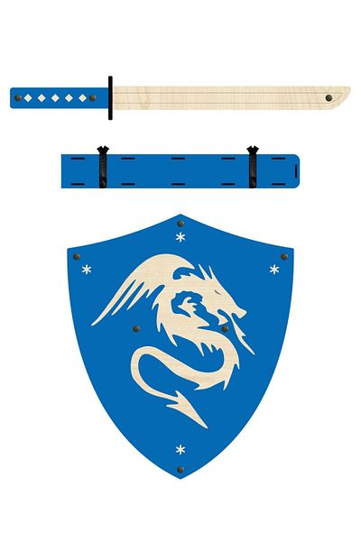 Ahtek Wooden Japanese Samurai-Ninja Shield And Catana Sword