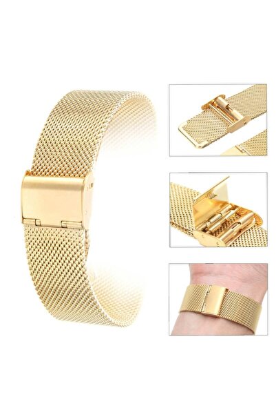 Ezgi Elektronik 20mm Saat Kordonu Sarı Çelik Hasır Gold 1.kalite Örgü Kordon