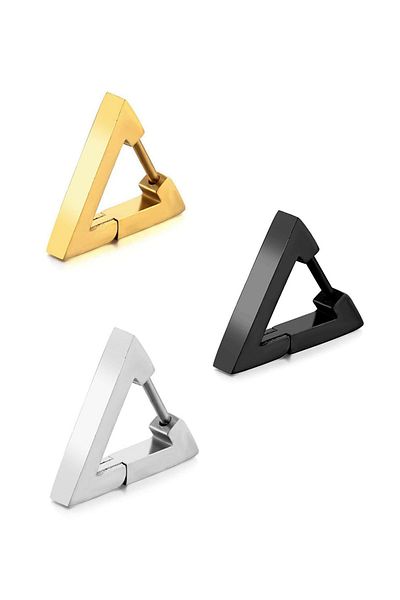 The Collection 3 Color Triagle Steel Triangle Earring Set