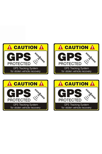 TSC 4x Gps Koruma Takip Araba Sticker 12cmx8cm Etiket