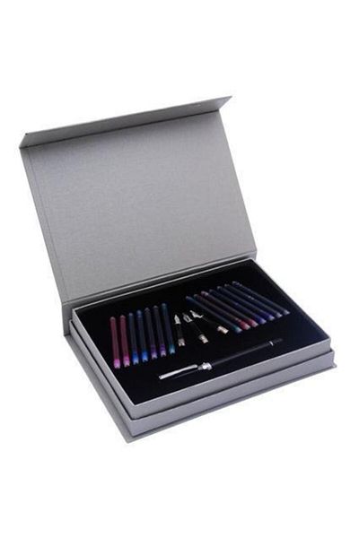 Steelpen Ss-801 Black Calligraphy Set - Lacquer Fountain Pen, 4 Nibs, 14 Cartridges
