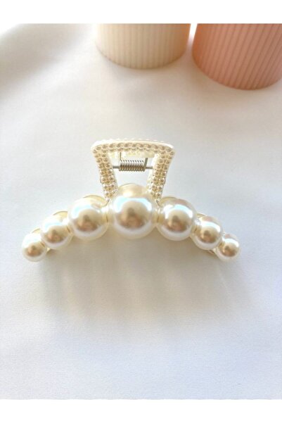 Belleza Accesorio مشبك مزلاج كبير من اللؤلؤ الأبيض