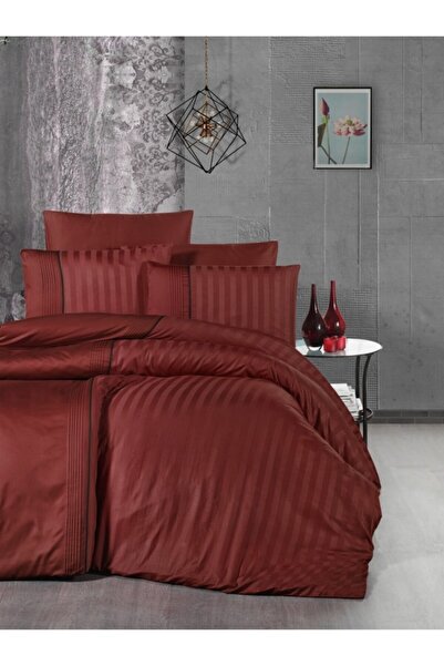 DENİZLİ ÇEYİZ First Choice Dark Deluxe Satin Duvet Cover Set Modalife Cinnamon