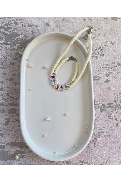 Paytak Moda White Friends Fimo Necklace Bracelet Colorful Women's Necklace Pytkfmklyblk25