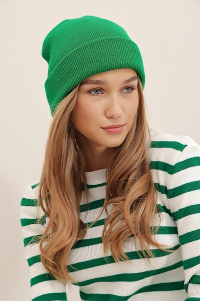 Trend Alaçatı Stili Mütze - Grün - Casual