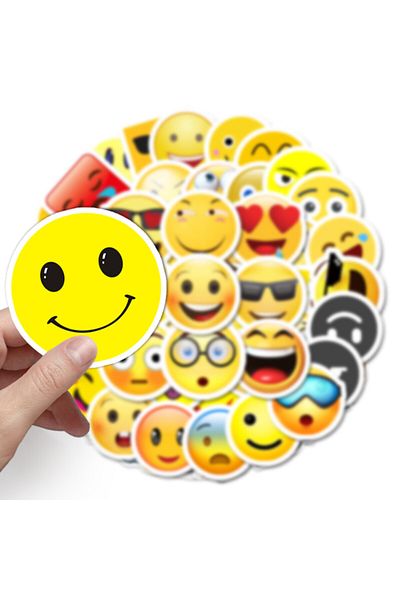 CajuArt 50 Pieces Non-Repeated Emojis Quality PVC Sticker Ornament 07