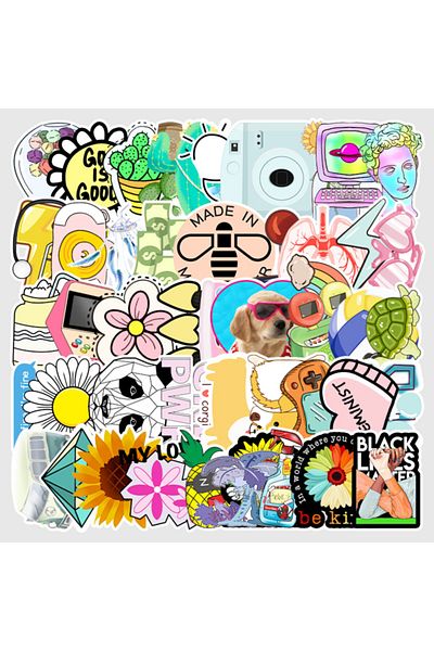 CajuArt 30 Pieces Non-Repeated Modern Color Mixed Retro PVC Stciker 015