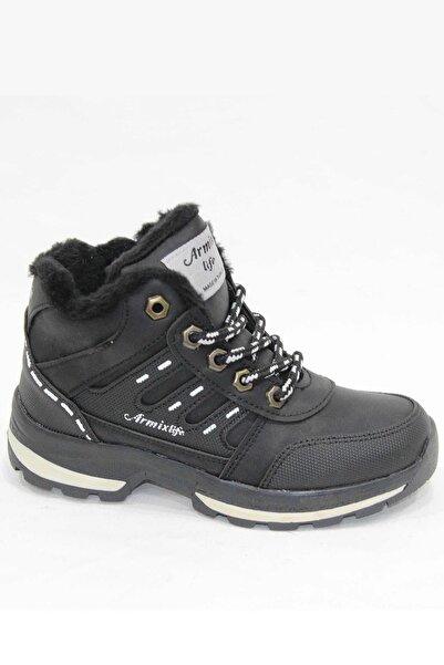 ARMİX Black Furry Zippered Children's Boots