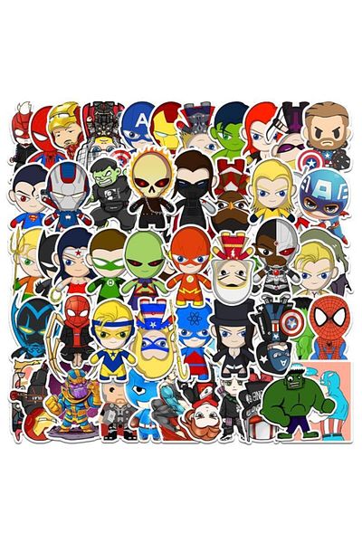 CajuArt 50 Pieces Non-Repeated Anime Hero Quality PVC Sticker 03