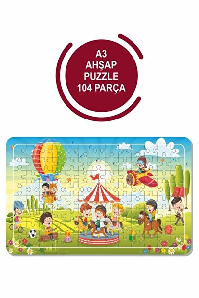 LİPYOS Çocuklar Oyunda A3 104 Parça Puzzle, Oyuncak, Yapboz