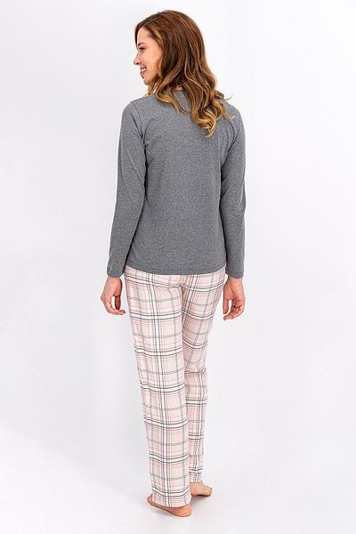 Arnetta Let It Snow καρό ανθρακί γυναικεία πιτζάμα σετ Ultrasoft Fleece Σετ ρόμπα 3 τεμαχίων