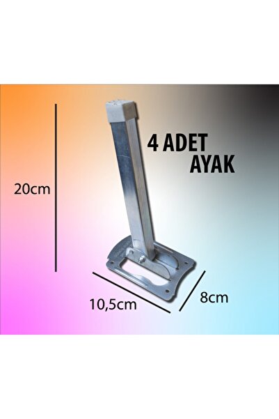 MsY TREND Metal Içeri Katlanır Sofra Ayağı Yer Sofrası Ayağı Metalik Renk 4 Adet (20cm)