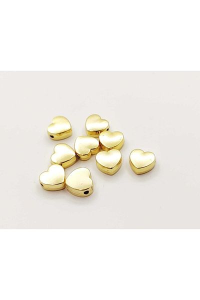 yiğit aksesuar Shiny Gold Plated Intermediate Apparatus Heart Figure 10 Pieces