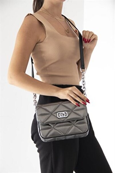 Silver Polo Platin Tek Bölmeli Kadın Çapraz Çanta Sp1053