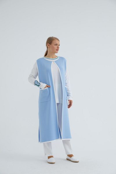 Niliwi Rayon Intermediate Vest Baby Blue White