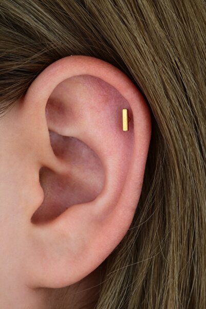 Vilma Aksesuar Cerrahi Çelik Çubuk Helix Piercing (8mm) Gold Renk